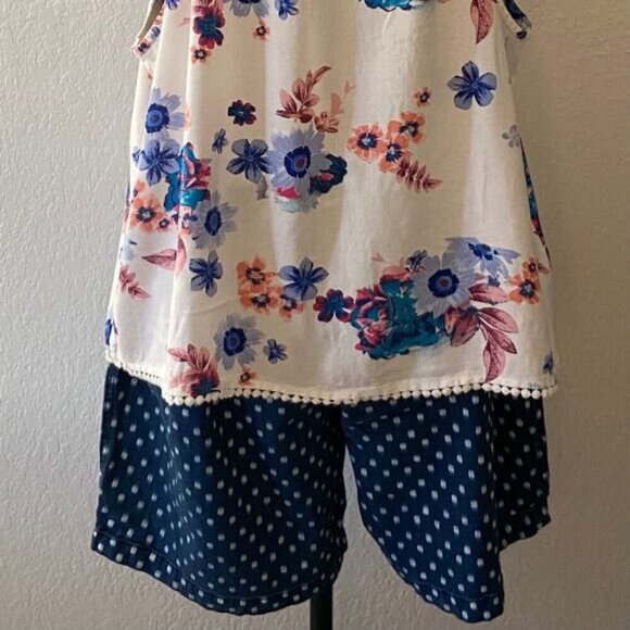 OLD NAVY Bermuda Shorts Women's Polka Dot/Blue Sz L Coastal Grandma Beachy Comfy - Picture 2 of 14